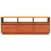 Tv-meubel 140x37x50 cm massief grenenhout wasbruin - thumbnail