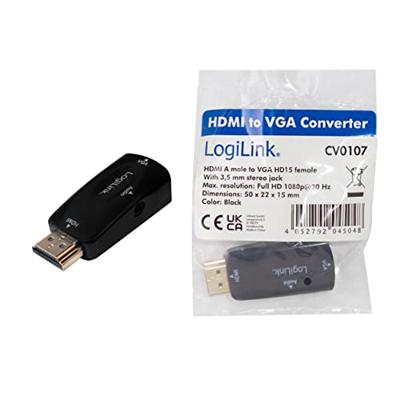 LogiLink CV0107 kabeladapter/verloopstukje HDMI VGA Zwart