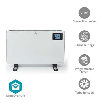 SmartLife Convectorkachel | Wi-Fi | 2000 W | 3 Warmte Standen | LCD | 5 - 37 °C | Instelbare thermostaat | Wit SmartLife Convectorkachel | Wi-Fi | 2000 W | 3 Warmte Standen | LCD | 5 - 37 °C | Instelbare thermostaat | Wit