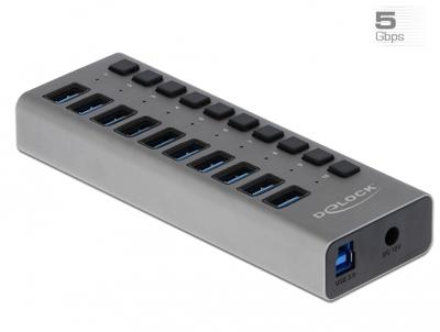 Delock 63670 USB-C (USB 3.2 Gen 2) multiport hub 10 poorten Grijs