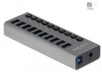 Delock 63670 USB-C (USB 3.2 Gen 2) multiport hub 10 poorten Grijs - thumbnail