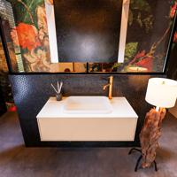 Badkamermeubelset Mondiaz Erin 100 cm met 1 Lade met RIDGE Wastafel Midden Talc met 1 kraangat Greeploos Mat Rosee - thumbnail