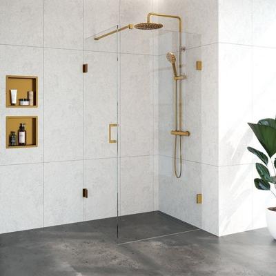 Douchecabine Compleet Just Creating 2-Delig Profielloos 100x80 cm Goud Sanitop Douchecabine Compleet Just Creating 2-Delig Profielloos 100x80 cm Goud Sanitop