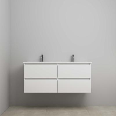 On-Line Onderkast - 120 cm - Voorgemonteerd - Porseleinen Wastafel - 2 Kraangaten - Hoogglans Wit