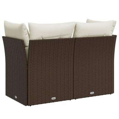 Tuinbank 2-zits met kussens poly rattan bruin Tuinbank 2-zits met kussens poly rattan bruin