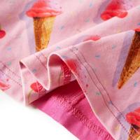 Kinderjurk met ijsjesprint 128 felroze - thumbnail