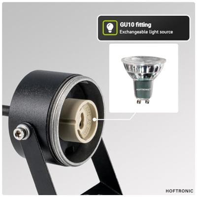 Set van 6 Spikey LED prikspots - GU10 4 Watt 345 lumen - Dimbaar - Kantelbaar - 2700K warm wit - IP65 Waterdicht - Zwart - Tuinspots - Pinspots - thumbnail