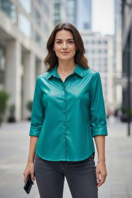 Zip73 Blouse Cut-out W25/200/06/510 Blouse 510 Metallic Aqua