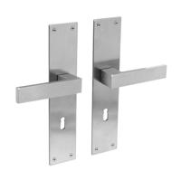 Deurkruk Amsterdam met schild 250x55x2mm sleutelgat 72mm rvs - thumbnail