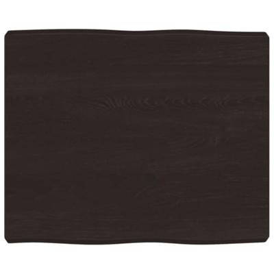 Tafelblad natuurlijke rand 60x50x(2-6) cm eikenhout donkerbruin