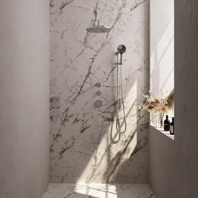 Chrome Carving thermostatische inbouw regendouche set met 30 cm douchekop en gebogen muurarm