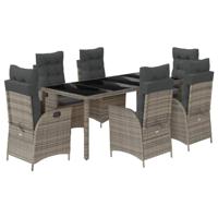 7-delige Tuinset met kussens poly rattan grijs - thumbnail
