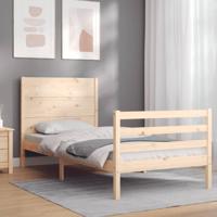 Bedframe met hoofdbord massief hout 100x200 cm - thumbnail