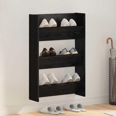 VidaXL Schoenenkast met plank zwart eiken 60 x 18 x 90 cm bewerkt hout