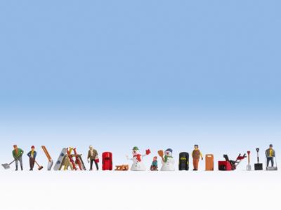 NOCH 0016220 H0 Winterdag figuren Geverfd, Staand