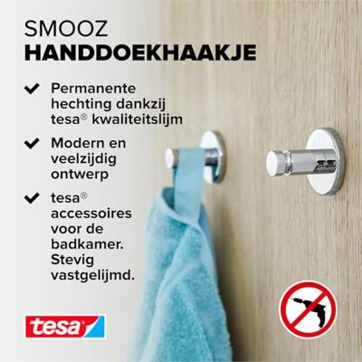 tesa SMOOZ Plakhaken (l x b x h) 37 x 37 x 37 mm Chroom (glanzend) Inhoud: 1 stuk(s)