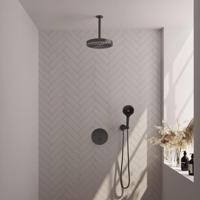 BRAUER Stripe Thermostatische Inbouw Regendouche - 3-weg - rond - SET 42 - 25cm douchekop - plafondarm - 3-standen handdouche - doucheslang - wandaansluitbocht - gunmetal geborsteld PVD 5-GM-447 - thumbnail