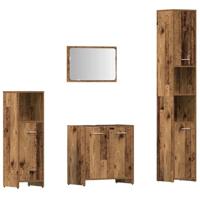 4-delige Badkamermeubelset bewerkt hout oud houtkleurig - thumbnail
