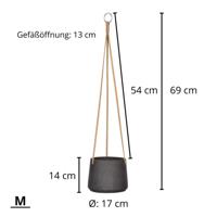 Rough Eco-line hangende bloempot M 17x14 cm Patt zwart - thumbnail