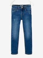 Slim fit meisjesjeans Morphologik "waterless" heupomtrek LARGE met gebruikssporen verwassen donkerblauw - thumbnail