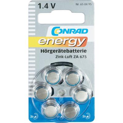 Conrad energy Knoopcel ZA675 1.4 V 6 stuk(s) 630 mAh Zink-lucht