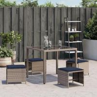 Tuinkrukken 4 st met kussens 40x40x35 cm poly rattan grijs - thumbnail