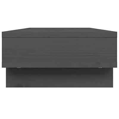 VidaXL Monitorstandaard 60x27x14 cm massief grenenhout grijs