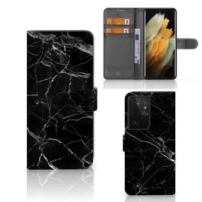 Samsung Galaxy S21 Ultra | Bookcase | Marmer Zwart - Origineel Cadeau Vader