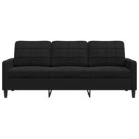 Driezitsbank 180 cm fluweel zwart - thumbnail