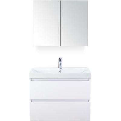 Maxx XL Badmeubelset 80 cm - Wit Hoogglans - Wastafel Just 1 Kraangat met Spiegelkast