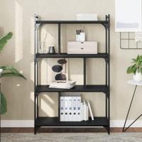 Boekenkast 4-laags 76x32x123 cm bewerkt hout zwart - thumbnail