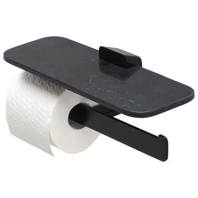Toiletrolhouder Dubbel Geesa Shift Zwart Met Planchet Marmerlook Toiletrolhouder Dubbel Geesa Shift Zwart Met Planchet Marmerlook