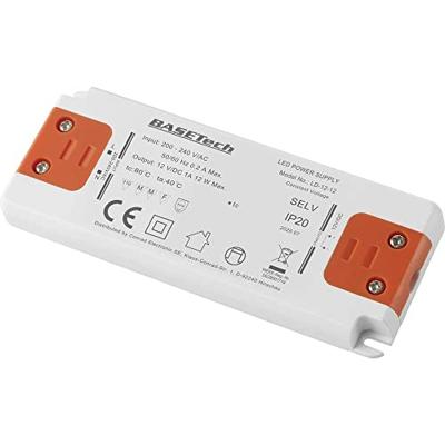 Basetech LD-12-12 LED-transformator Constante spanning 12 W 1 A Geschikt voor meubels, Overspanning, Montage op ontvlambare oppervlakken 1 stuk(s)