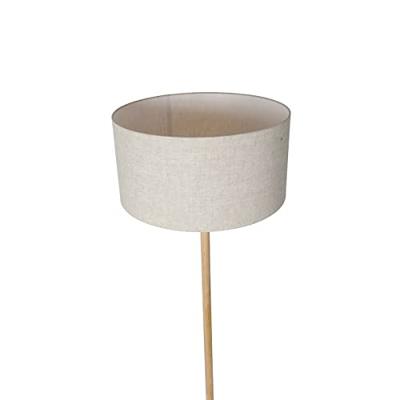 QAZQA Landelijke vloerlamp hout met lichtbruine kap - Mels