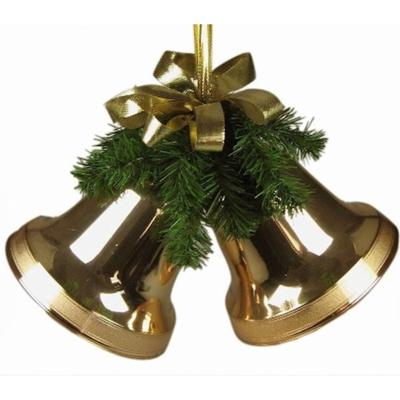 Twee klokken kerst goud 10 cm groen met strik Hortus - Hortus Twee klokken kerst goud 10 cm groen met strik Hortus - Hortus