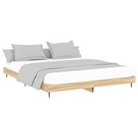 Bedframe bewerkt hout sonoma eikenkleurig 200x200 cm - thumbnail