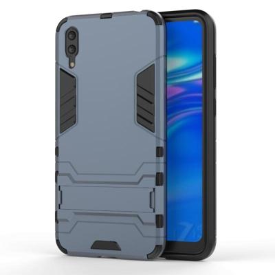 Schokbestendige PC + TPU Case voor Huawei Enjoy 9 met houder (marineblauw)