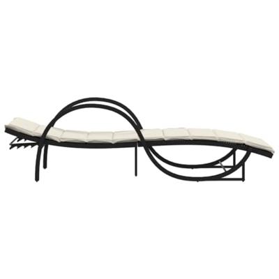 Ligbedden 2 st met tafel poly rattan zwart - thumbnail