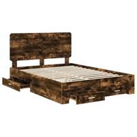 Bedframe met hoofdeinde Gerookt eiken 140 x 190 cm Bewerkt hout - thumbnail