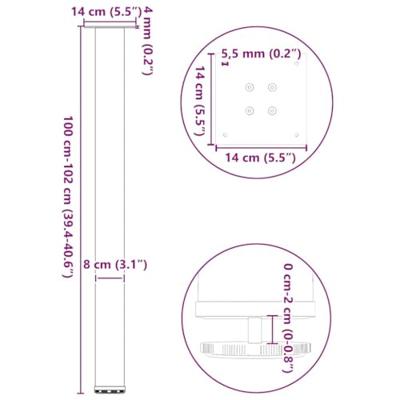 Bartafelpoten 4 st 100-102 cm staal antraciet