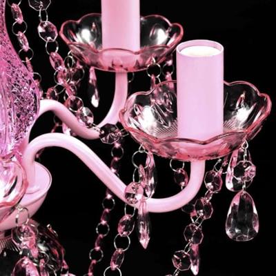 VidaXL Kristallen licht met 5 gloeilampen rosa - thumbnail