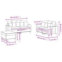 3-delige Loungeset met kussens stof lichtgeel - thumbnail