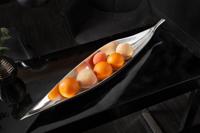 Handgemaakte decoratieve kom SILVER LEAF 80cm zilver aluminium - 17369 - thumbnail