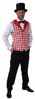 Brabant Gilet rood/wit geblokt heren - thumbnail