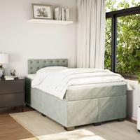 Boxspring met matras fluweel lichtgrijs 140x200 cm - thumbnail