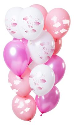 Ballonnen 'It's a Girl' Roze Premium