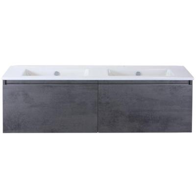 Frozen Badmeubelset 140 cm - Greeplijst in Kleur - Beton Antraciet - Keramische Wastafel Wit Zonder Kraangat