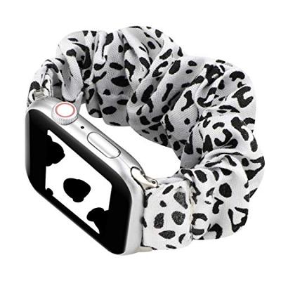 Elastisch scrunchie nylon bandje - Wit / zwart - Geschikt voor Apple Watch 44mm / 45mm / 46mm / 49mm
