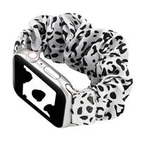 Elastisch scrunchie nylon bandje - Wit / zwart - Geschikt voor Apple Watch 38mm / 40mm / 41mm / 42mm - thumbnail
