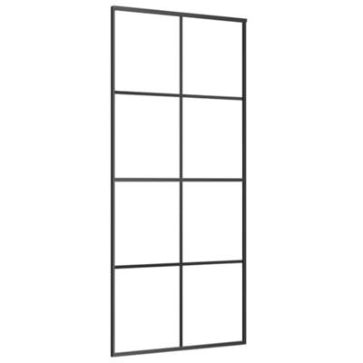 VidaXL Schuifdeur 90x205 cm esg-glas en aluminium zwart VidaXL Schuifdeur 90x205 cm esg-glas en aluminium zwart